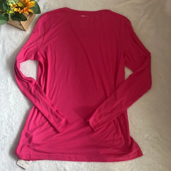 NWT ADIDAS Performance Size L Long Sleeve Slim Fit CLIMALITE Pink Shirt - Picture 6 of 8